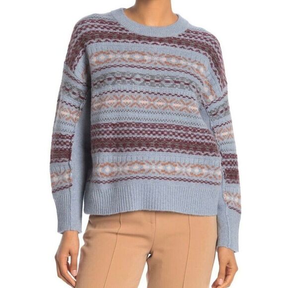 360 Cashmere Fair Isle Print size M Blue Wool Cashmere - Picture 1 of 10